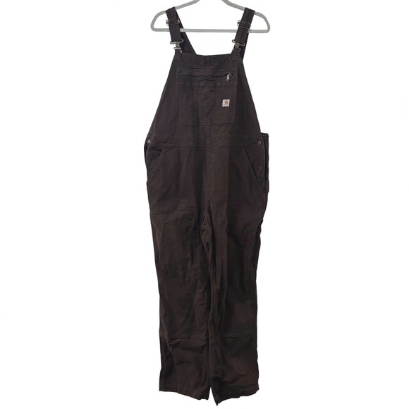 Carhartt Denim - Carhartt Bib Overalls Brown Boys XL Womens S/M Loose Fit Utility Workwear